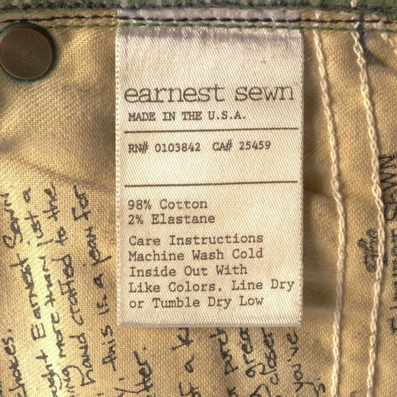 EARNEST SEWN Jeans HARLAN Cigarette Leg Tall 28x34 Women Cotton & 2% Stretch - Picture 6 of 8